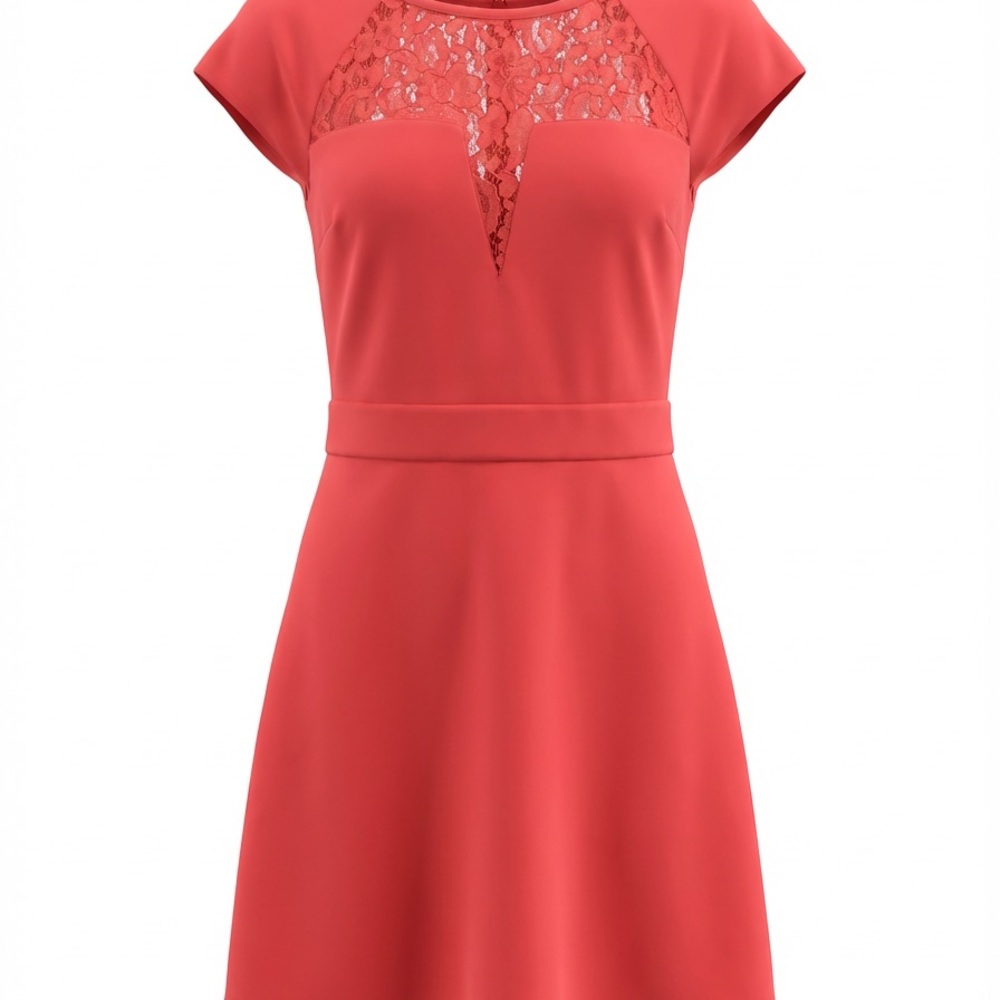 Gaudi' Vibrant Red Mini Dress with Lace Detail